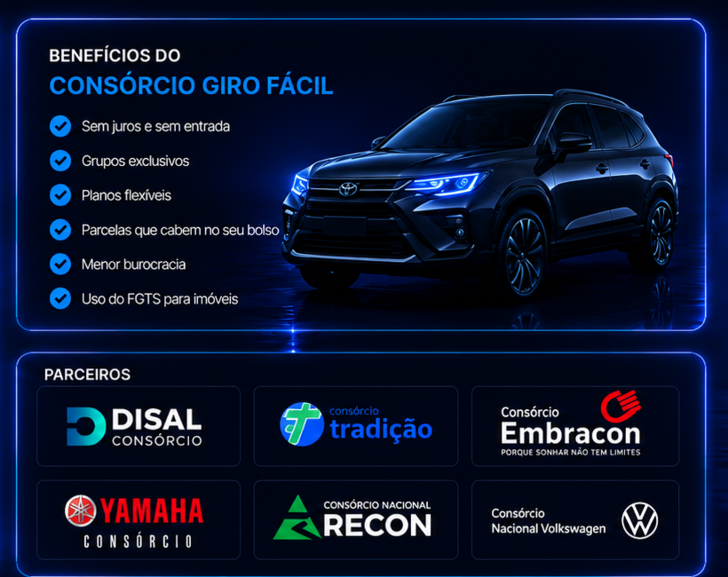 Benefícios e parceiros do Consórcio Giro Fácil